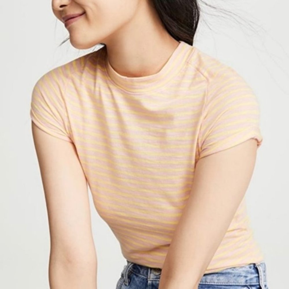 Darling NWT Free People pink and yellow tee